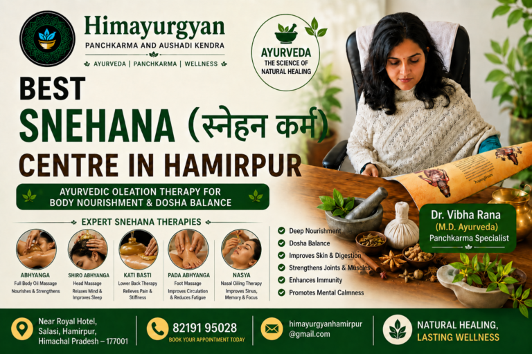 Best Snehana Therapy (स्नेहन कर्म) in Hamirpur Through Ayurveda and Panchkarma